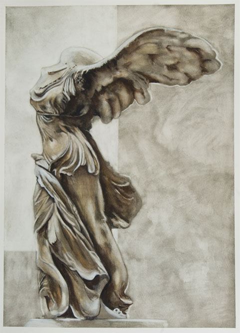Watercolour study of a monumental sculpture