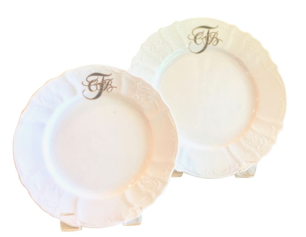 Monogramed dinner and salad plate
